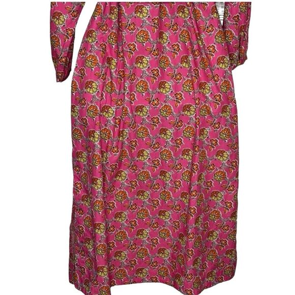 J Crew Collection NEW Tie-Waist Cotton Poplin Dress in Ratti® Pink Blooms Print - Picture 11 of 14